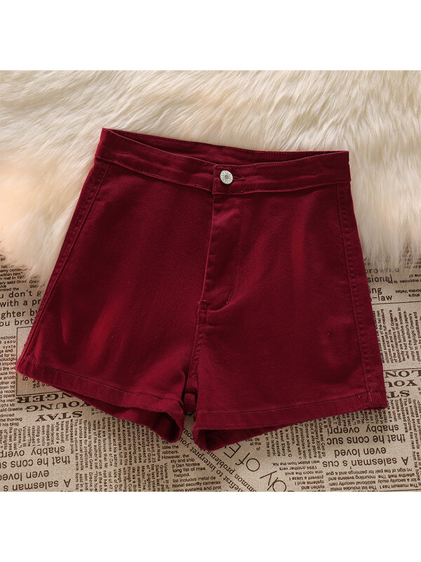 Women's Summer Red Jeans Shorts Y2k High Waist Streetwear Casual Shorts Korean Casual Harajuku Vintage Denim Short Pants 2023