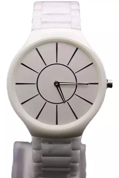 ساعة كوارتز سيراميك فاخرة للرجال والنساء ، أبيض وأسود ، جديدة