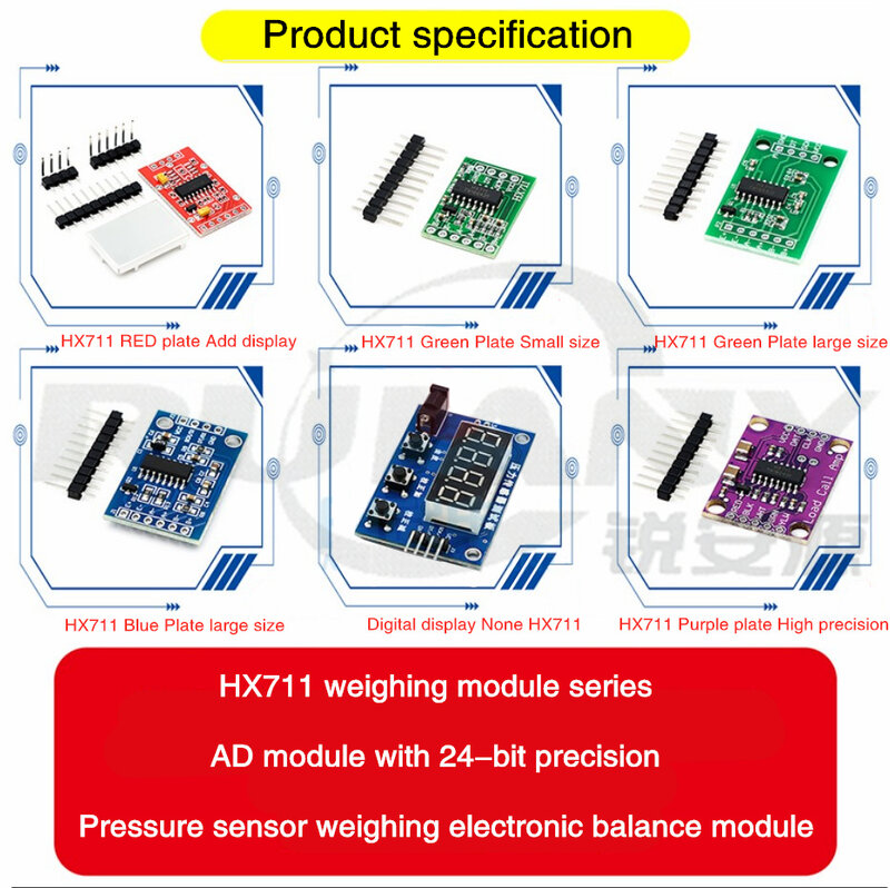 Módulo de pesaje HX711 serie de 24 bits módulo AD de precisión sensor de presión Módulo de báscula electrónica de pesaje