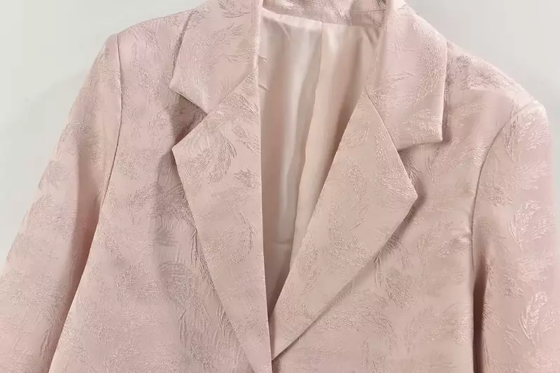 Women's 2024 New Fashion Jacquard Button Decoration Loose Casual Suit Coat Vintage Long Sleeve Pocket Women's Coat Unique Top