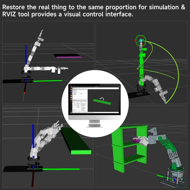 DOFBOT SE AI Vision braccio robotico macchina virtuale versione 6DOF con sistema ROS utilizzare la programmazione Python per Computer Windows