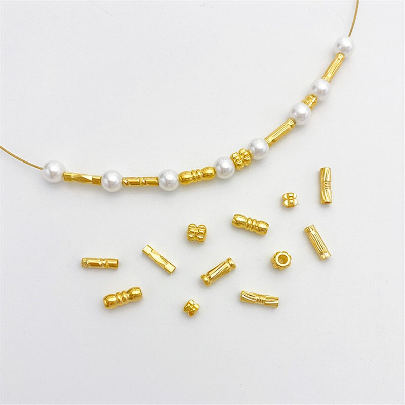 18K oro rivestito secchio perline tubo taglio perline filo separato perline fai da te braccialetto di perline collana copricapo materiale accessori L263