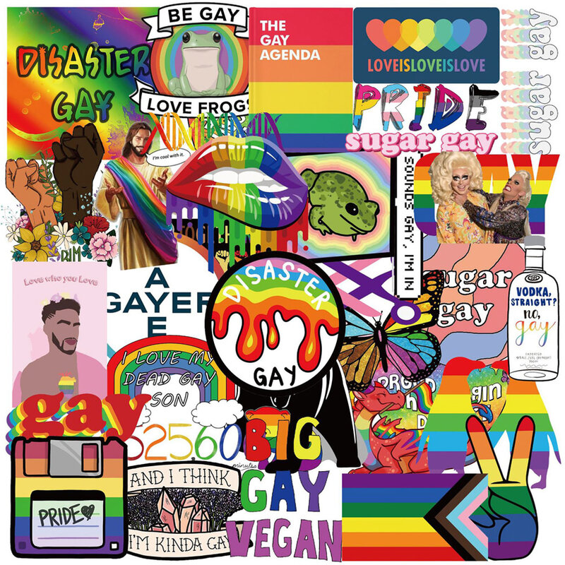 Pegatinas de grafiti de Orgullo Gay LGBT, pegatinas divertidas de arco iris, para equipaje, ordenador portátil, teléfono, bicicleta, coche, guitarra, calcomanía impermeable, 10/30/50 piezas