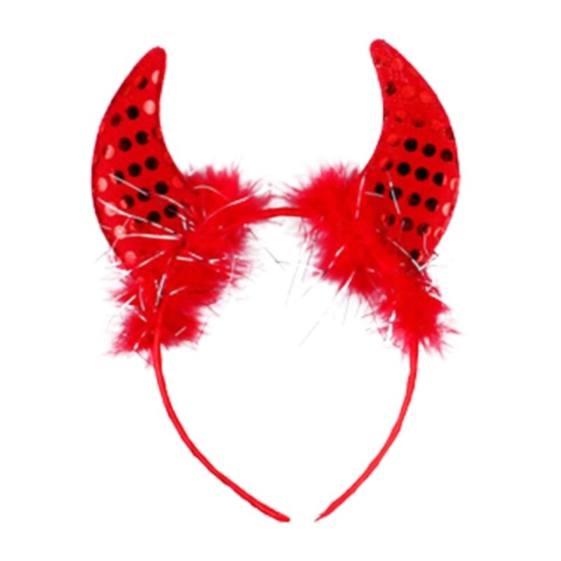 Teufelshorn Haarband Gabel Set Halloween Hairhoop Familientreffen Party Requisiten