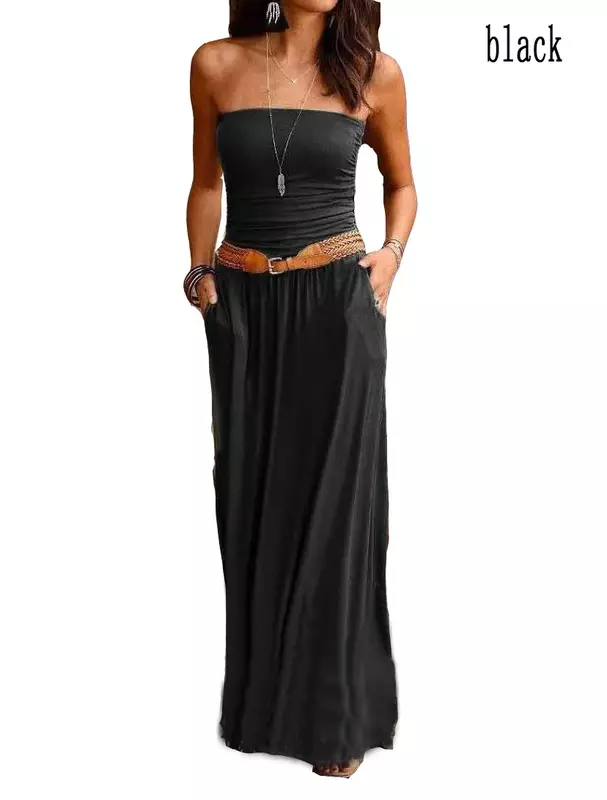 2023 Frauen Mode Sommer S-2XL ärmel los bedruckte einfarbige Kleid schlanke lässige Fold Tube Top Rock Dame übergroße Party kleid