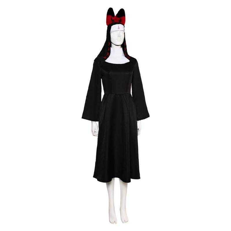 Czarna zakonnica sukienka Alastor okulary Cosplay kapelusz kostiumowy nakrycia głowy Anime chazbin ubrania Cap strój kobiet Halloween karnawał kostium imprezowy