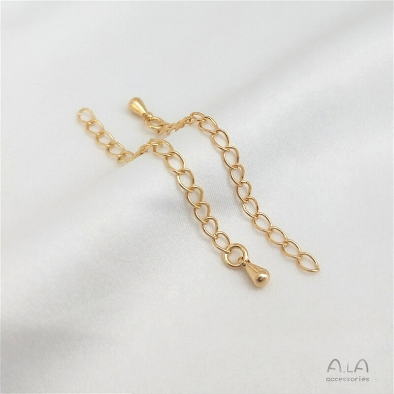14K Gold Tail Chain Water Droplet Heart-shaped Extended Chain Handcrafted DIY Bracelet Necklace Extended Chain Accessory B778