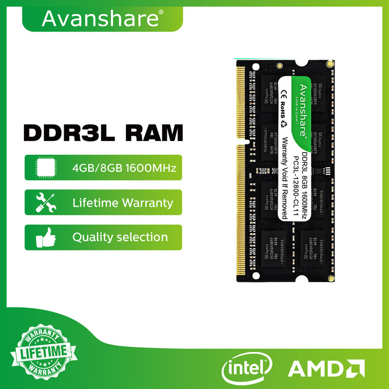 Avanshare-memoria Ram DDR3, DDR3L, DDR4, Sodimm, 4GB, 8GB, 16GB, 1333MHz, 1600MHz, 2400MHz, 2666MHz, PC4, PC3L, PC3, ordenador portátil