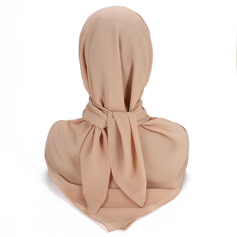 Pañuelo cuadrado de gasa para mujer, hiyab musulmán de Color liso, informal, 90x90CM