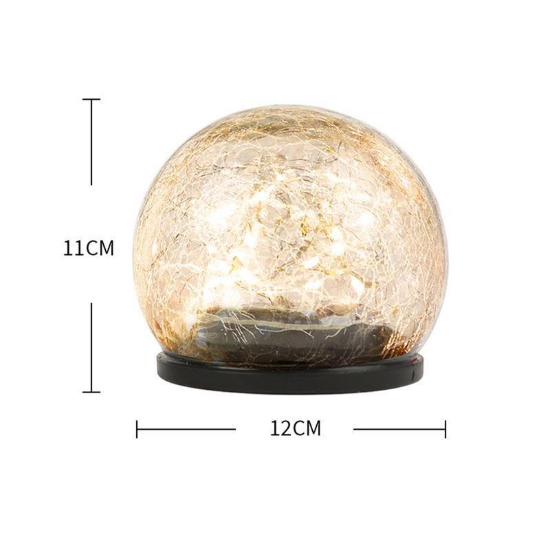Globe lampu surya luar ruangan 20 Led retak bola kaca kristal lampu dunia tahan air tenaga surya lampu teras untuk halaman rumput