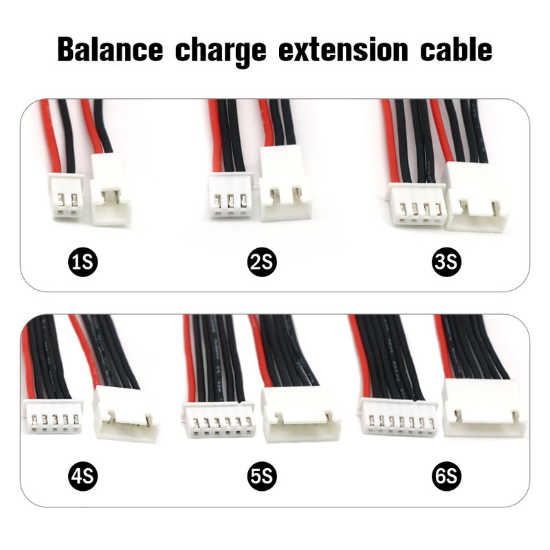 Cable de extensión de equilibrio Lipo para cargador de batería, Cable de plomo cargado para RC Lipo, JST-XH, 1S, 2S, 3S, 4S, 6S, 20cm, 22AWG, lote de 5 uds.