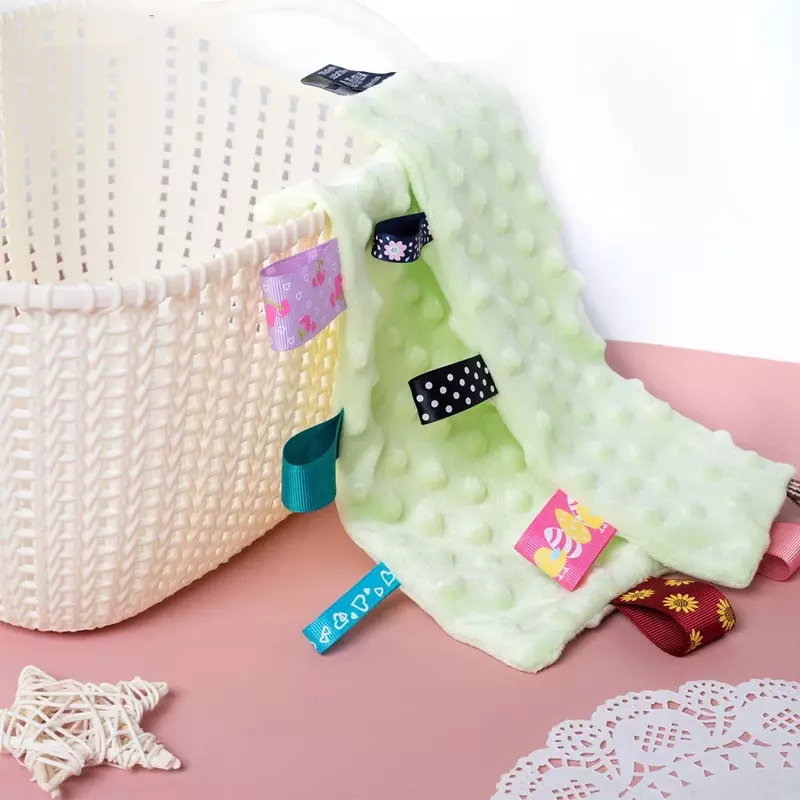 Детское успокаивающее полотенце с этикеткой в горошек, Мягкое хлопковое игрушка для новорожденных, однотонное успокаивающее одеяло, одеяло, полотенце