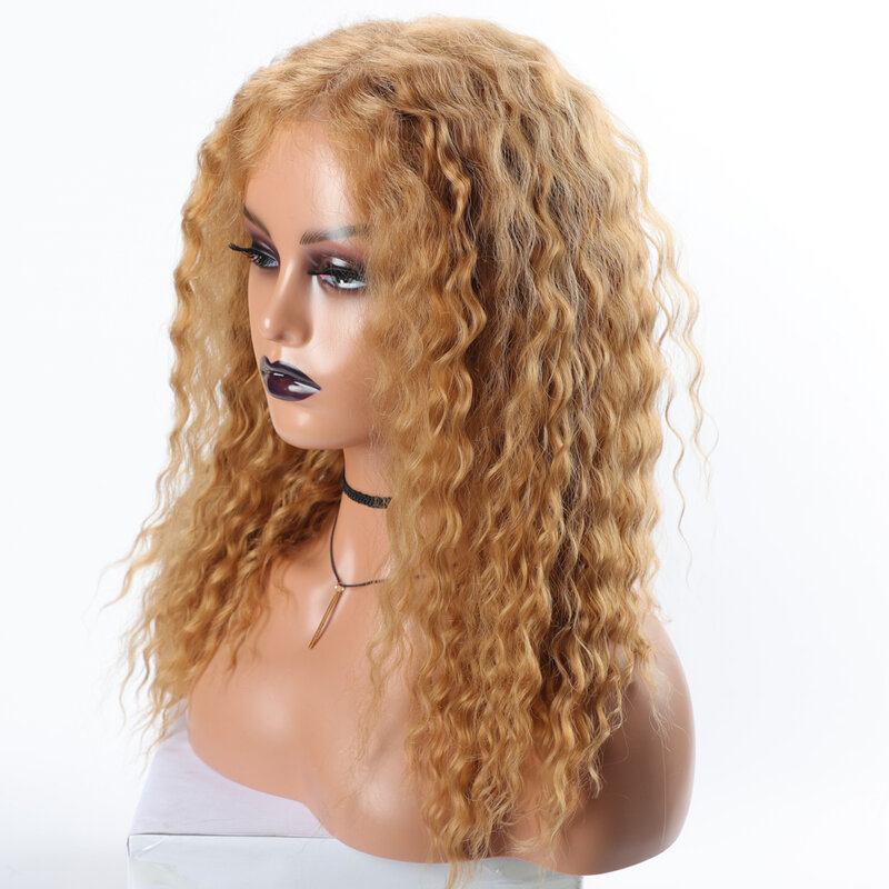 Onda de água 4 × 4 peruca de renda longa peruca encaracolada com peruca de laço suíço cabelo humano mistura peruca indiana para preto