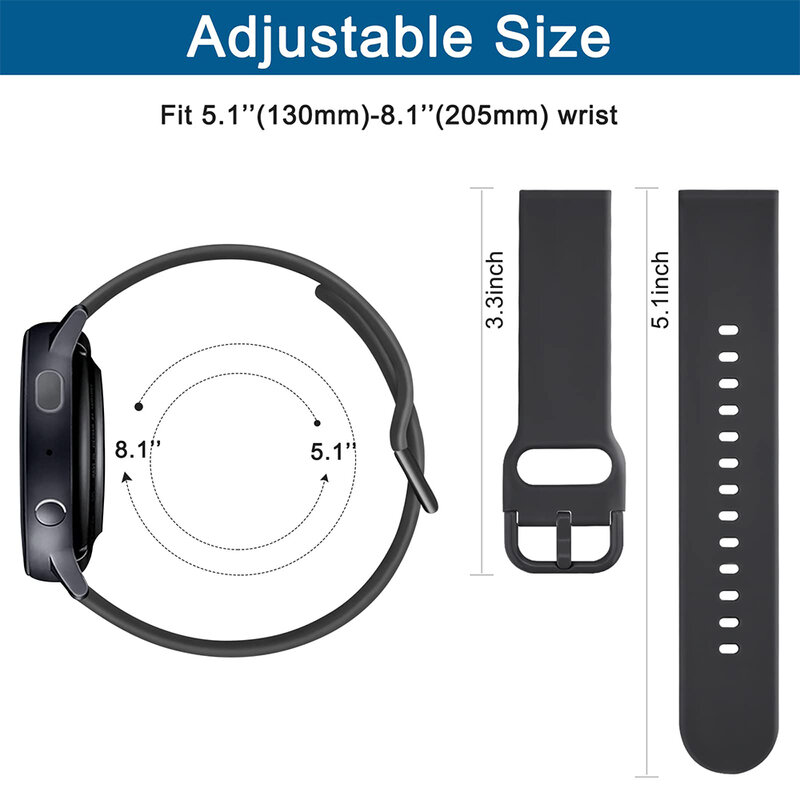 Cinturino da 20mm 22mm per Samsung galaxy watch 6/5/pro/3/4/6 Classic 43mm 47mm/Active 2 bracciale sportivo in Silicone huawei Gt 3-2-2e Band