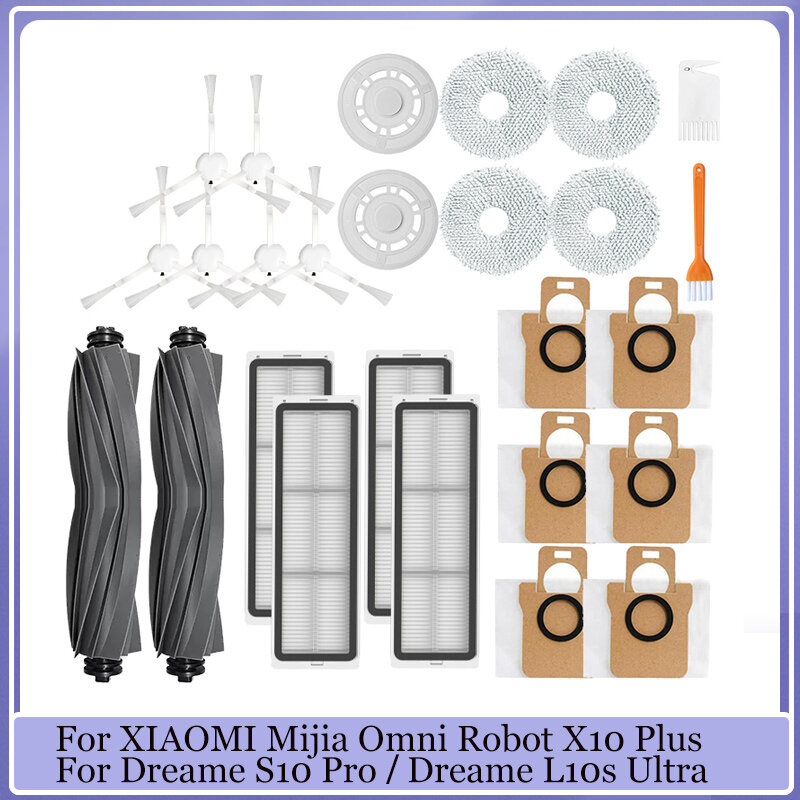 Main Side Brush Hepa Filter Mop Accessories For XiaoMi Mijia Omni Robot X10+ / Dreame L10s Ultra / S10 Pro Vacuum Cleaner Parts