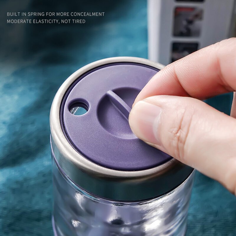 Botol bumbu garam kuantitatif dengan tombol tekan tahan debu segel botol bumbu untuk jinten bubuk kari