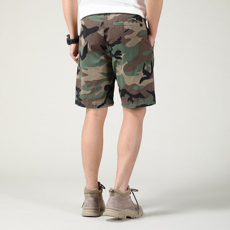Summer Sport Straight Camouflage Cargo Shorts For Men Women 100% Cotton Knee Length Streetwear Pants Casual Camo Beach Trousers
