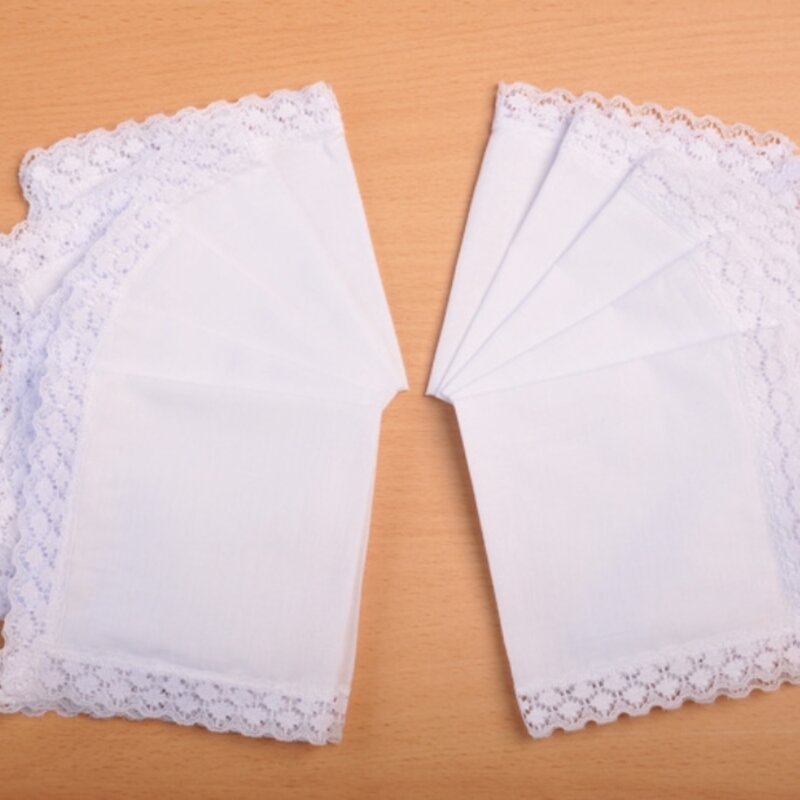 4pcs/lot Cotton handkerchief pure white small handkerchief handmade graffiti DIY lace handkerchief