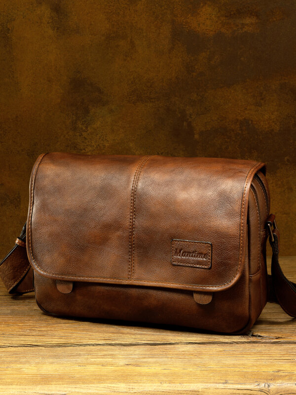 High Quality Leather Shoulder Bag Men's Messenger Casual Fashion Brand Large Capacity Workwear Backpack