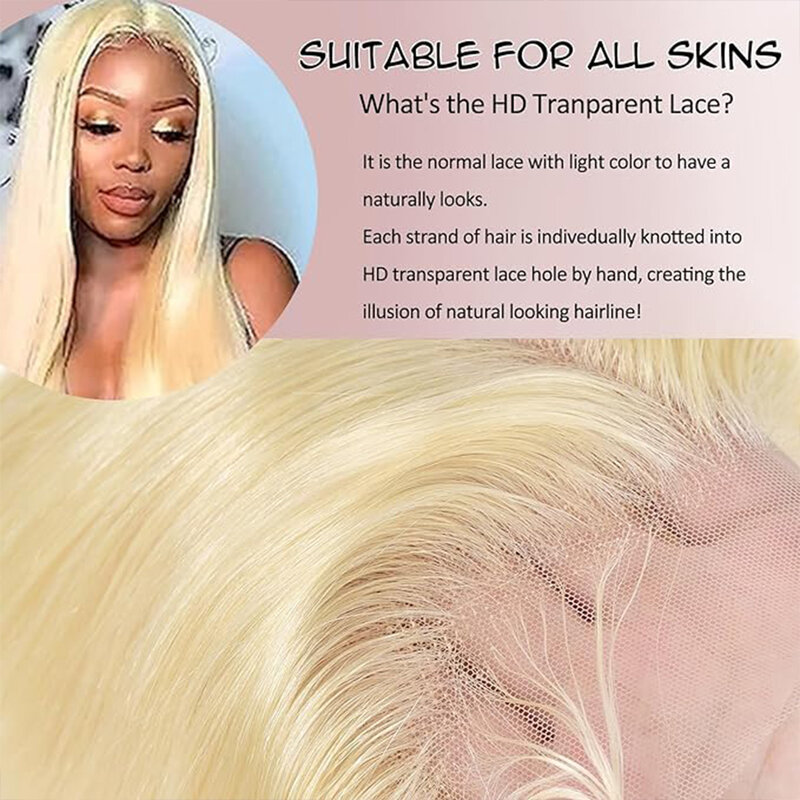 26Inch 13x6 Lace Front Wig Human Hair Straight Blonde Lace Front Wigs Human Hair 613 HD Lace Frontal Wig Blonde Wig Human Hair