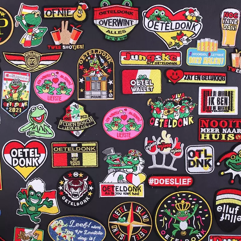 Patch de broderie d'emblème Oeteldonk des Pays-Bas pour le carnaval des Pays-Bas, fer sur les vêtements, patchs de grenouille