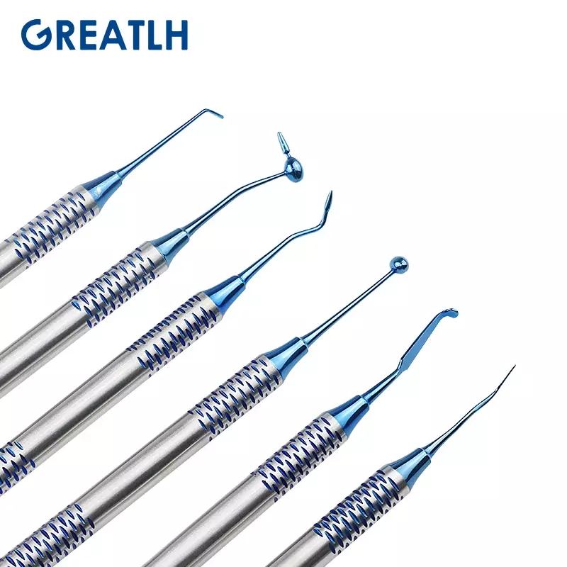 GREATLH-Odontologia Composto Resina Enchimento Espátula Set, Punho Grosso, Double-Head Restauração, Dentista Acessórios, 6Pcs