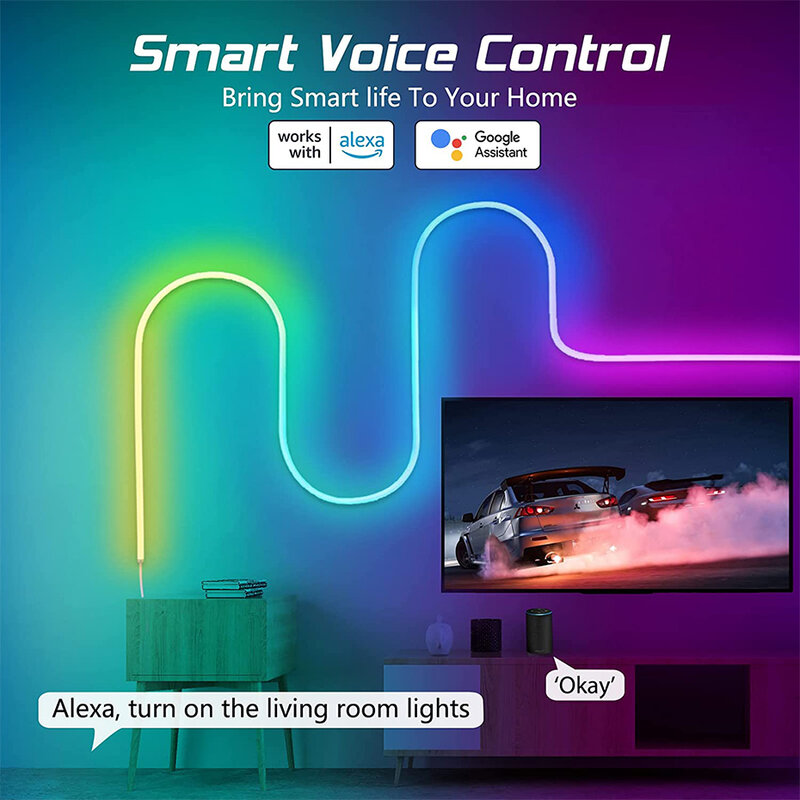 Tuya สมาร์ท RGBIC ไฟ LED นีออน12V IP67กันน้ำ WS2811ซิลิโคนเทป Dreamcolor WiFi/Bluetooth/รีโมทคอนโทรล RF