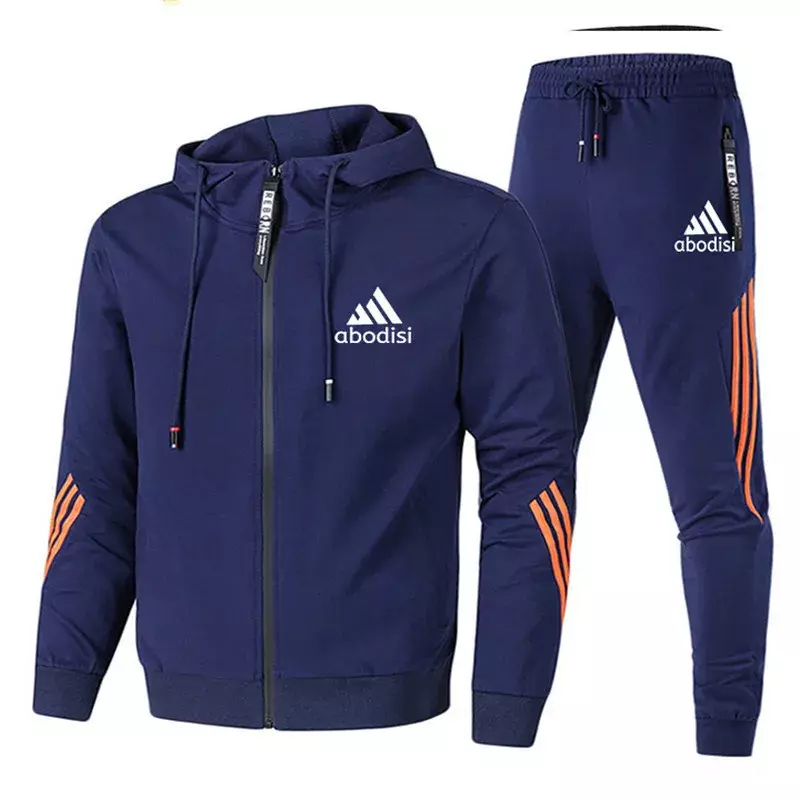 Men's hooded zippered sports shirt set, gym casual sportswear, fitness, outdoor jogging, baseball, autumn/winter, 2024