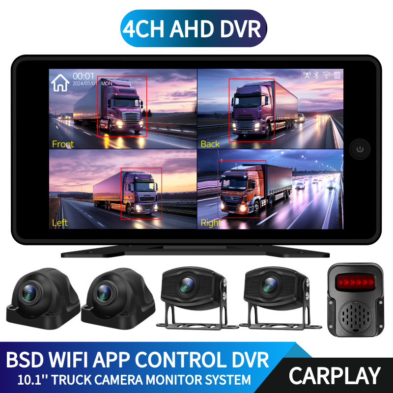 10.1 cal 4ch podzielony ekran Carplay DVR AHD Monitor systemu 1080P kamera samochodowa AI BSD Wifi kontrola aplikacji rejestrator parkowania cofania