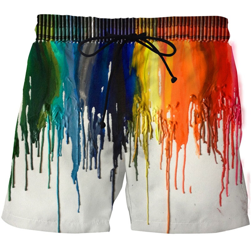 Pantalones cortos de playa con estampado 3D de garabatos para hombre y mujer, Shorts modernos de arte abstracto, informales, de verano, para monopatín, bañadores deportivos