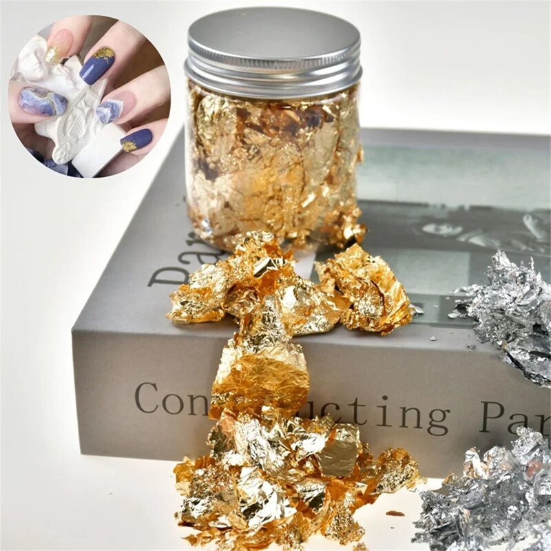 1PCS Shiny Gold Leaf Flakes Sequins Glitters Confetti for Painting Arts Nail Art Foil Decorative Paper Resin Mold Fillings
