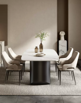 Kursi meja makan gaya Italia, kursi makan mewah ringan, kursi sandaran rumah modern dan minimalis, perlengkapan makan kulit Nordik