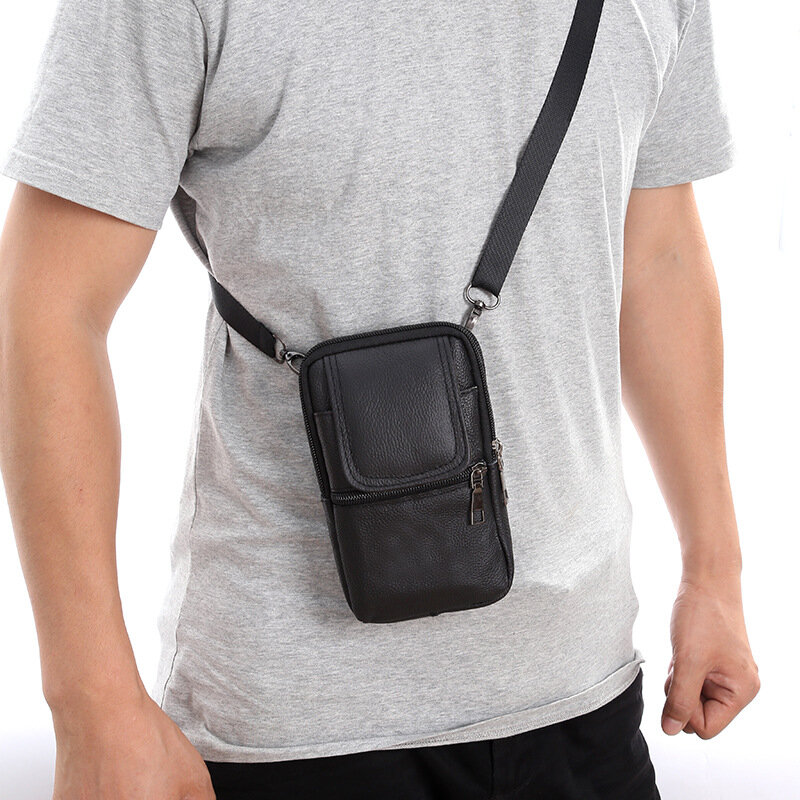 Bolsa de couro para homens, bolsa mensageiro multifunções, bolsas transversais casuais, bolsa masculina de alta qualidade, bolsa de peito para telefone