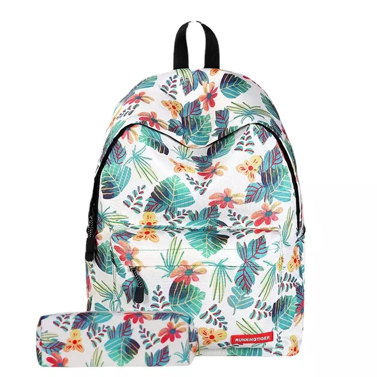 New Casual Leaf Printing Bookbag Backpack Youth Trend Backpack Travel Bag Backpack for Girls