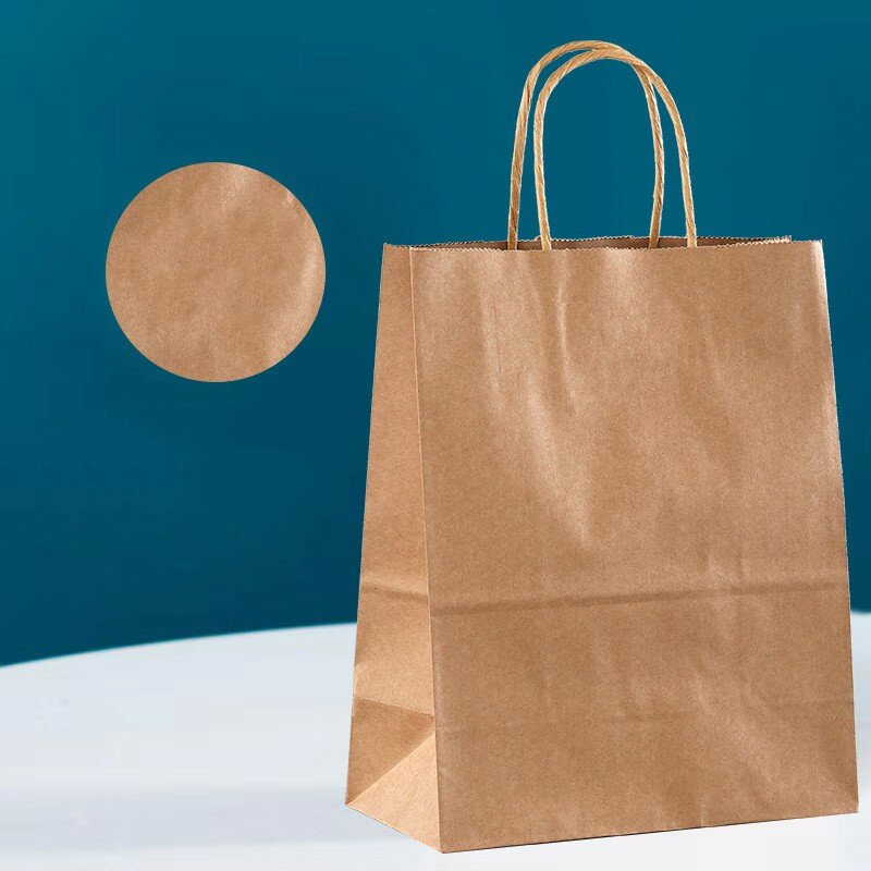 Bolsa de papel multifunción con asas para compras, bolsas de regalo para Festival, embalaje de papel Kraft, 5 piezas