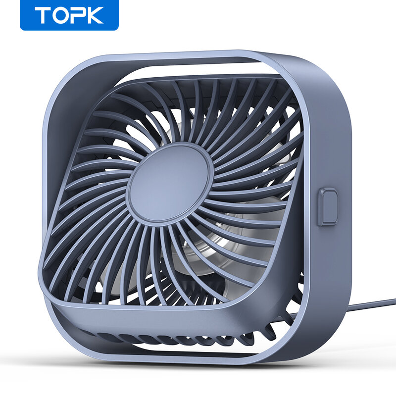 TOPK-Mini ventilador portátil USB, ventilador de escritorio de mesa, flujo de aire fuerte y funcionamiento silencioso, viento de 3 velocidades, ventiladores de pie giratorios de 360 ° para habitación y hogar