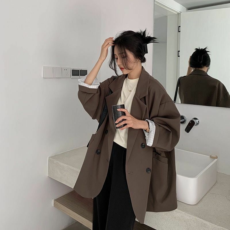 Autumn Women Office Lady Single Breasted Blazers Casual Loose Simple All-match Comfortable Elegant Coats Fashion Top New