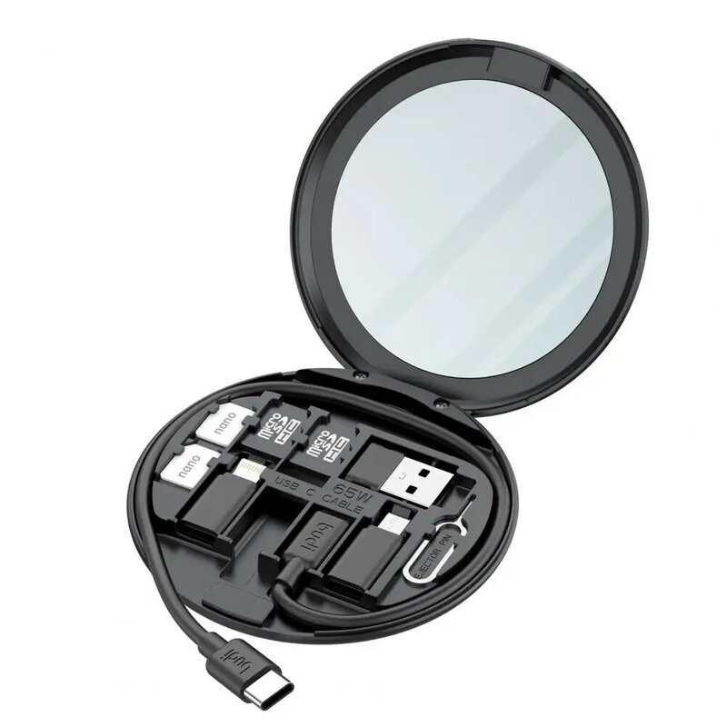Caja de almacenamiento de dispositivos digitales EVA, Cable de datos, cargador de batería, espejo de maquillaje portátil, bolsa de Gadget, caja de almacenamiento Digital de bolsillo