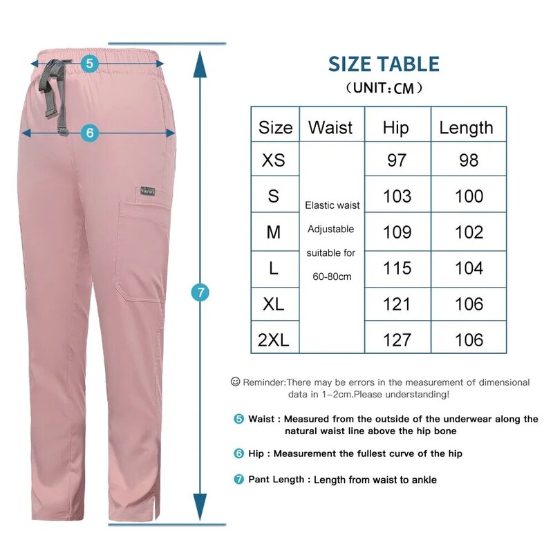 Pockets Scrubs Pants Solid Color Straight Trousers Beauty Salon Spa Dentist Uniforms Bottoms Jogging Pants Medical Nurse Nursing
