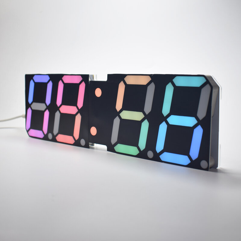 고휘도 LED 대형 폰트 RGB 레인보우 컬러 데스크탑 디지털 튜브, DIY 알람 시계, 벽 장식, 거실 LED 시계