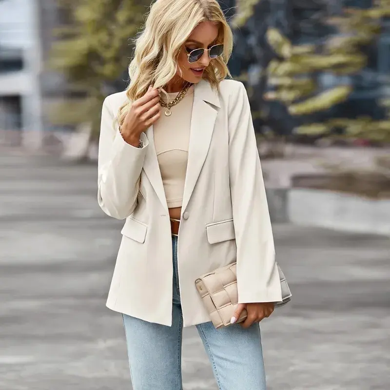 Fashion Solid Color Commuting Outcoat Leisure Small Suit Spring New Versatile Outwear Women's Slim Fit Professional Suit Jacket