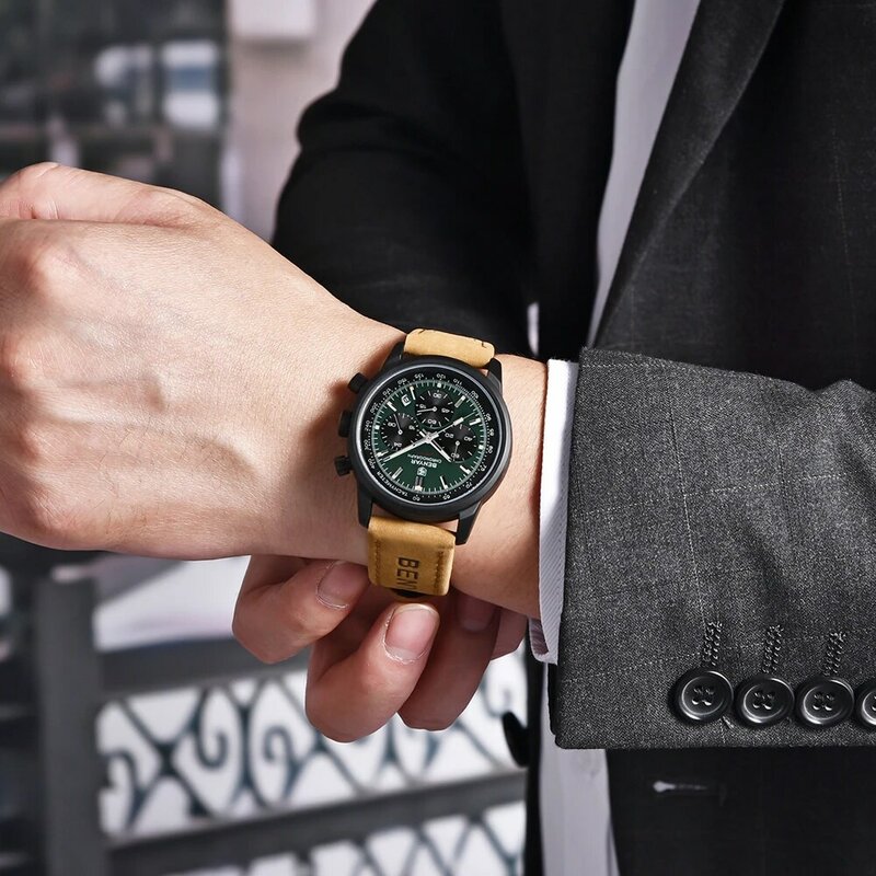 Benyar moda data Quartz mężczyźni zegarki Top marka luksusowy zegarek męski chronograf Sport mężczyzna Wrist Watch Hodinky Relogio Masculino