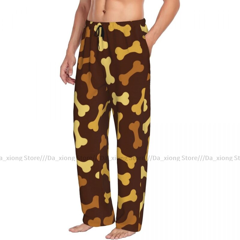Мужские пижамные штаны с рисунком костей собаки, штаны для отдыха, штаны для сна
