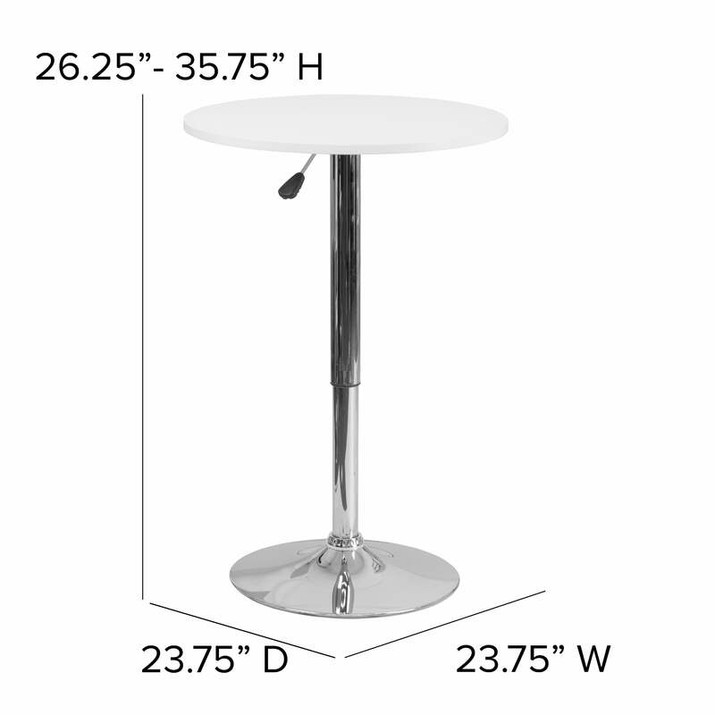 23.75'' Round Adjustable Height White Wood Bar Table (Adjustable Range 26.25'' - 35.75'')