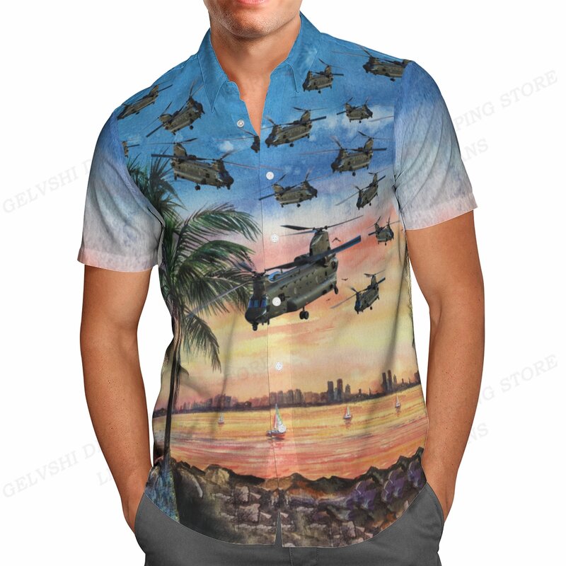 여름 하와이안 셔츠, 물고기 인쇄 셔츠, 반팔 블라우스, 남성 패션, 옷깃 셔츠, 해변, 바다