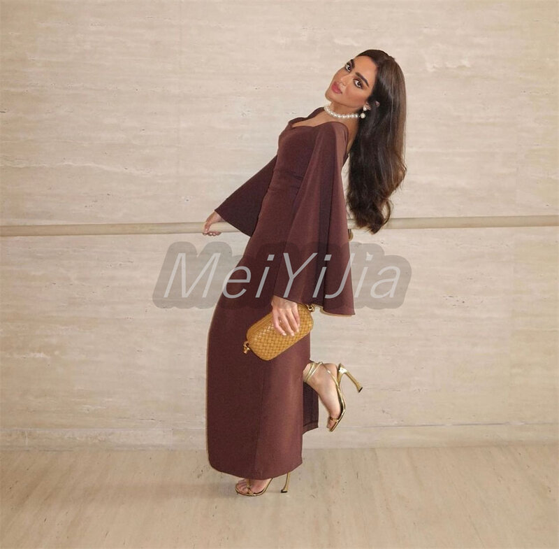 Meiyijia-vestido de noite plissado sereia, vestido saudita de baile, vintage e elegante, roupas sexy, verão 2024