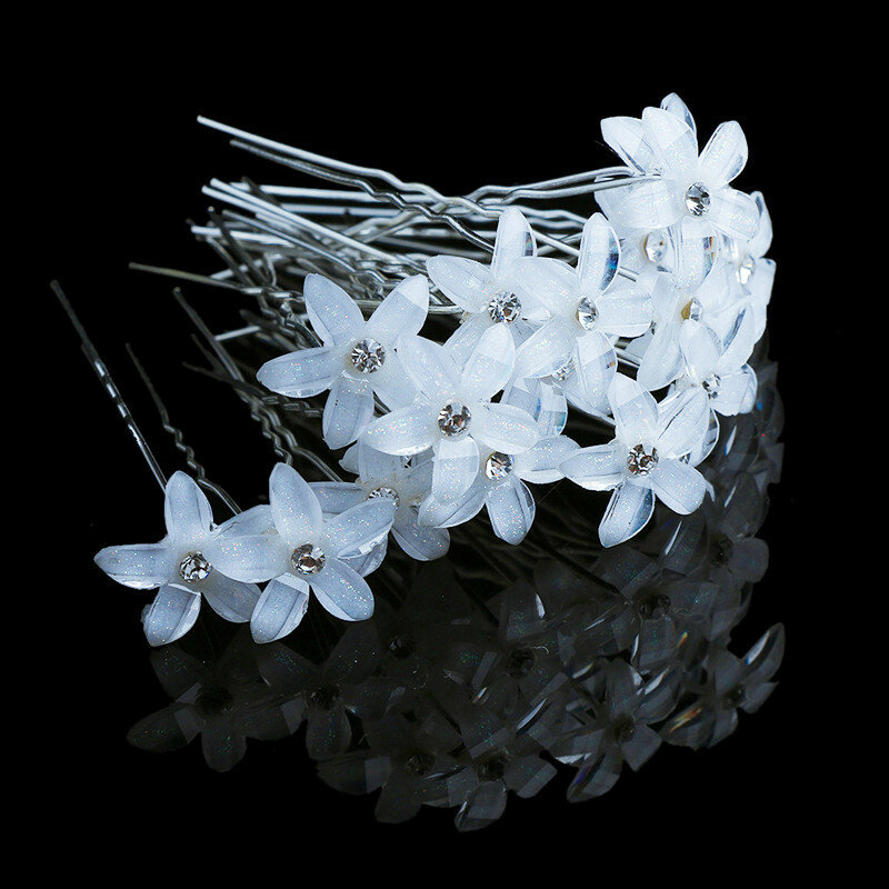 Moda venda 10 pçs flor cristal strass ushaped hairpin grampo de cabelo feminino casamento nupcial headdress jóias acessórios para o cabelo