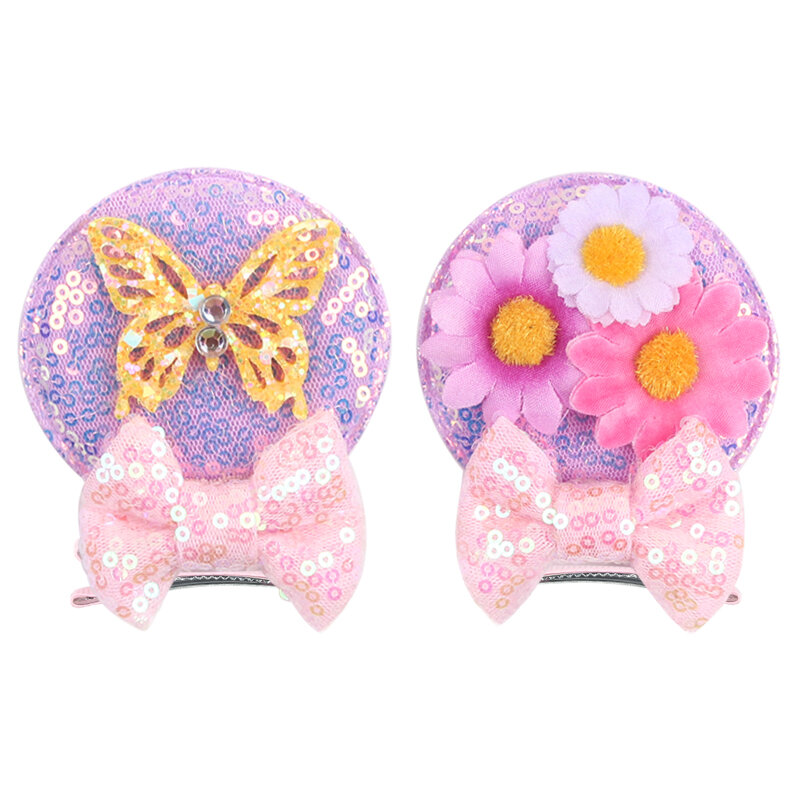Cute Glitter Disney Cartoon Minnie Mouse Ears Bow Hair Clips Kids Festival forcine regalo per feste Barrettes accessori per capelli per ragazze