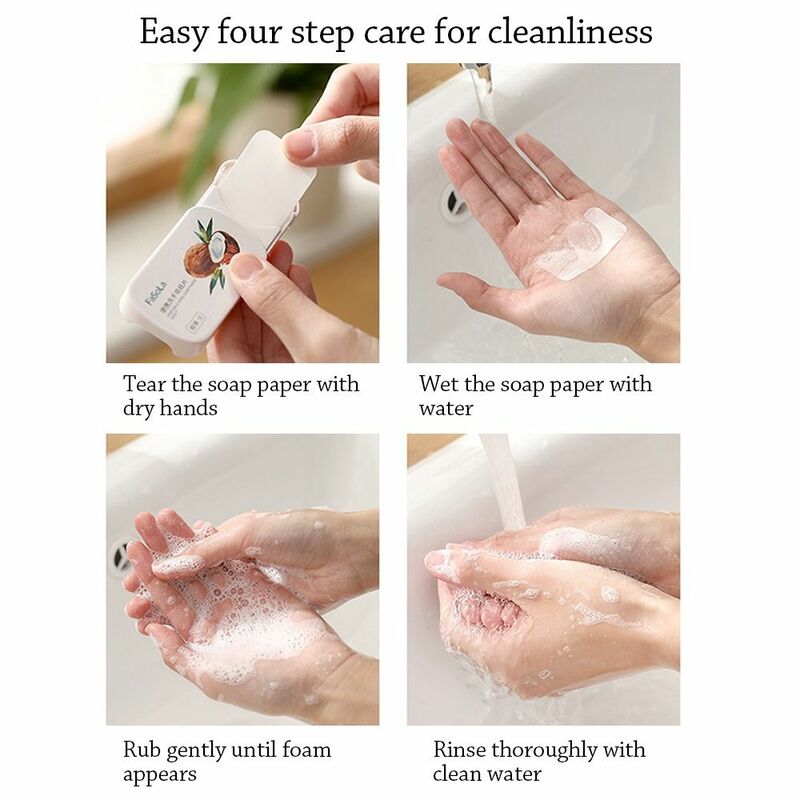 Papel de limpieza portátil para el cuidado de las manos, jabón perfumado desechable, 100 rebanadas, para Baño
