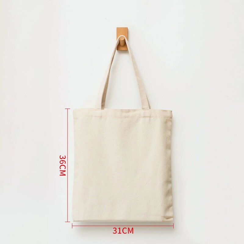 Women Canvas Shoulder Bag Solid Color Casual Tote Bag Reusable Large Capacity Cotton Handbag Shopping Beach Bag Beige/White